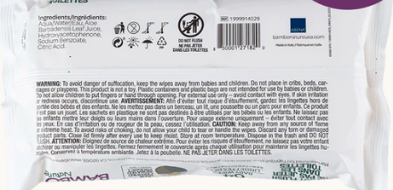 Bamboo Nature Wet Wipes 99% Water - 64 count