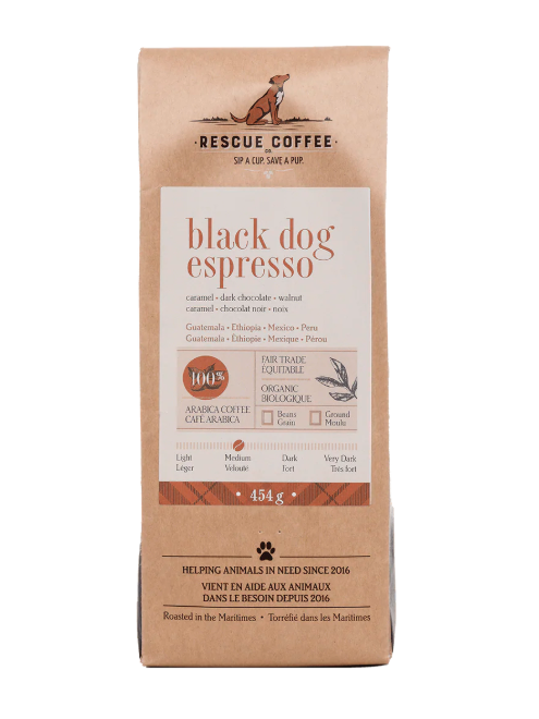Black Dog Espresso | Medium Roast | 1lb Bag | Organic Coffee (Rescue Coffee Co.)