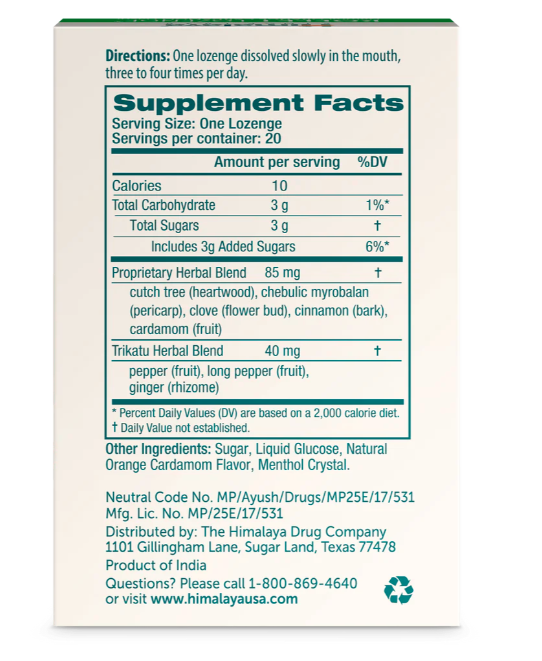 Koflet Lozenges in Orange Cardamom - 20 count (Himalaya Botanique)