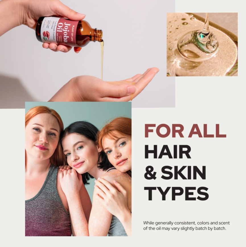 Jojoba Oil | Organic | Skin, Hair, DIY | 100% Pure - 4oz / 120ml (Plant of Life)