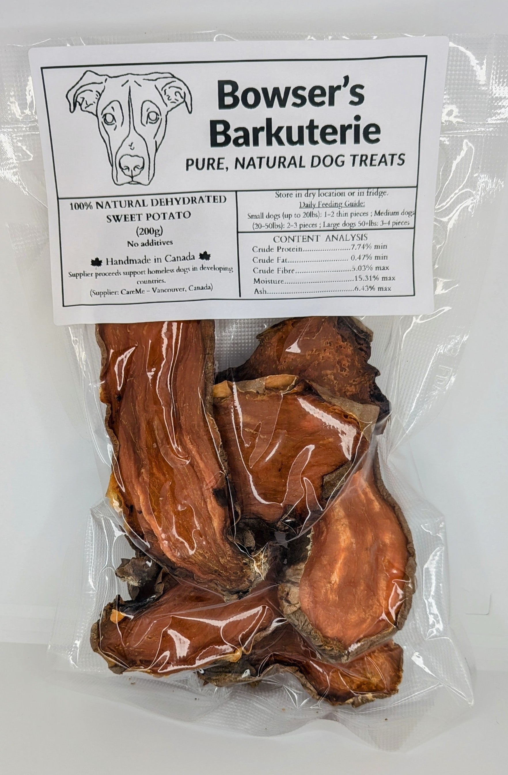 All Natural Dehydrated Sweet Potato Dog Treats - 200g (Bowser's Barkuterie)