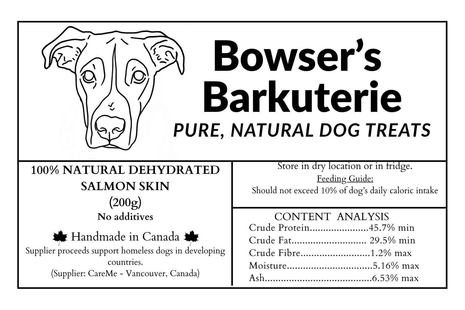 Natural Dehydrated Salmon Skin Dog Treats - 200g (Bowser's Barkuterie)