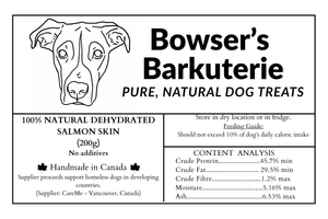 Natural Dehydrated Salmon Skin Dog Treats - 200g (Bowser's Barkuterie)