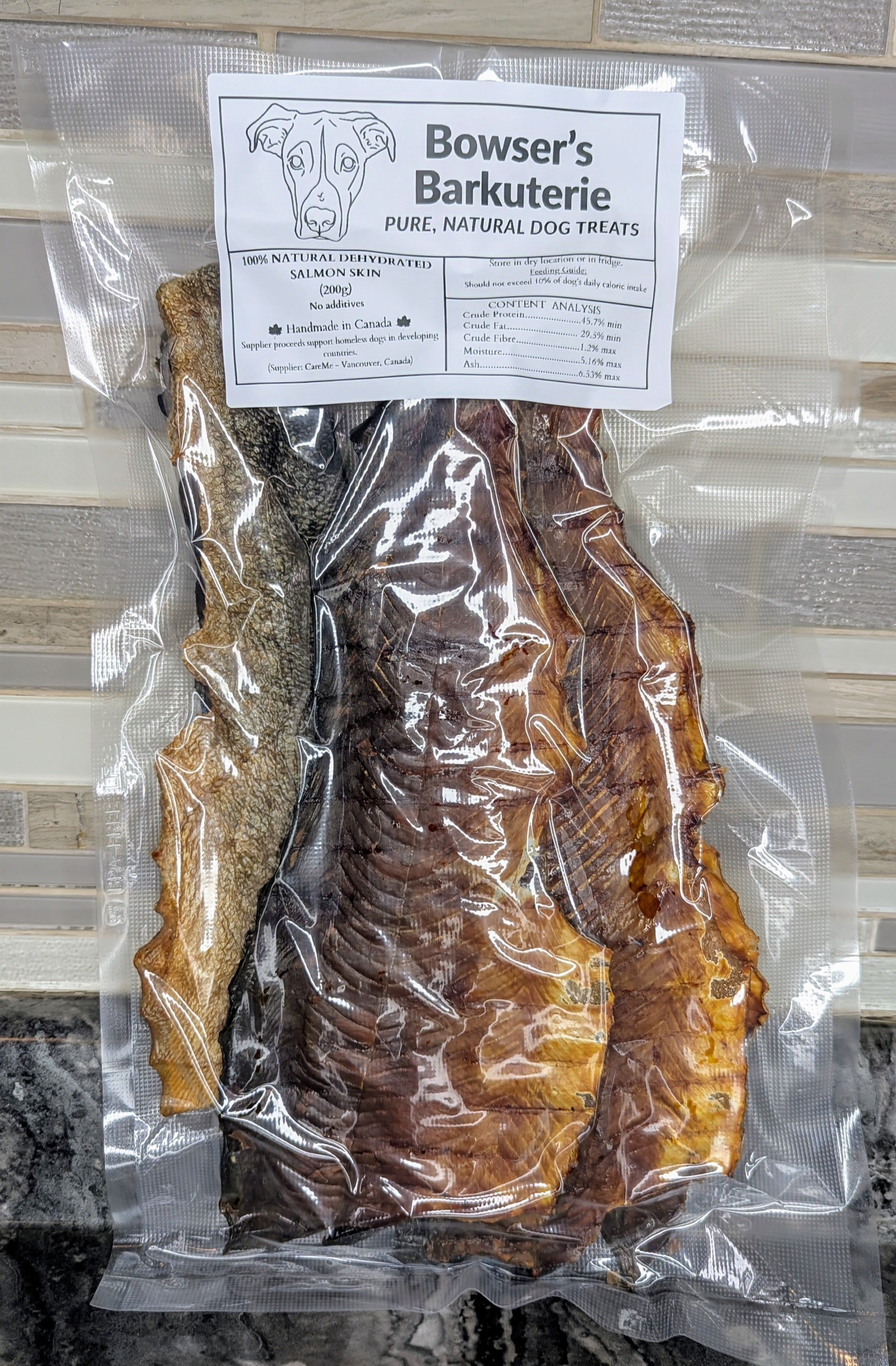 Natural Dehydrated Salmon Skin Dog Treats - 200g (Bowser's Barkuterie)