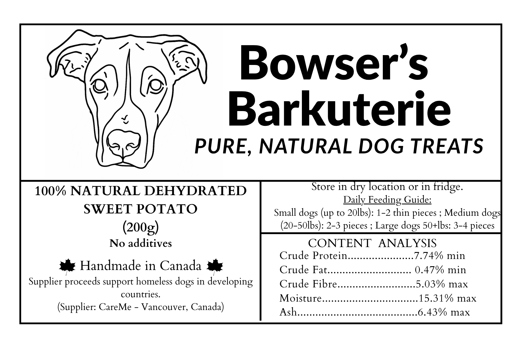 All Natural Dehydrated Sweet Potato Dog Treats - 200g (Bowser's Barkuterie)